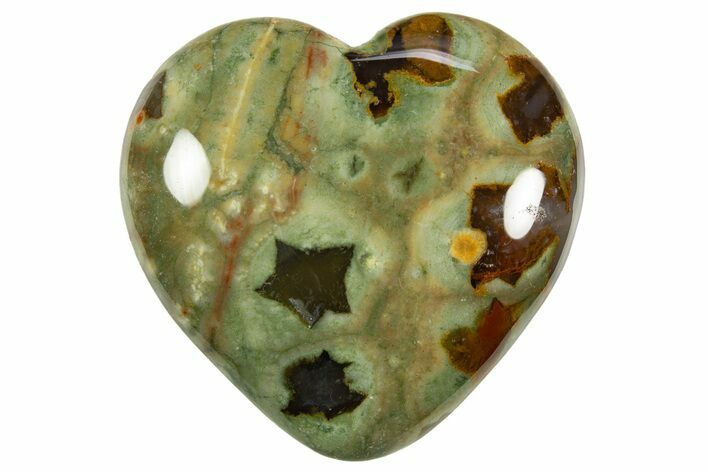 1.7" Polished Rainforest Jasper Hearts - Australia - Photo 1